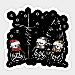 Faith Hope Love Jesus Snowman Plaid Leopard Christmas Gift Sticker